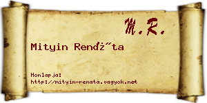 Mityin Renáta névjegykártya